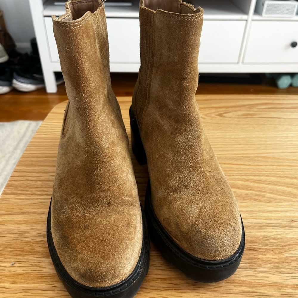 Madewell Tan Ankle Boots Suede Chelsea
